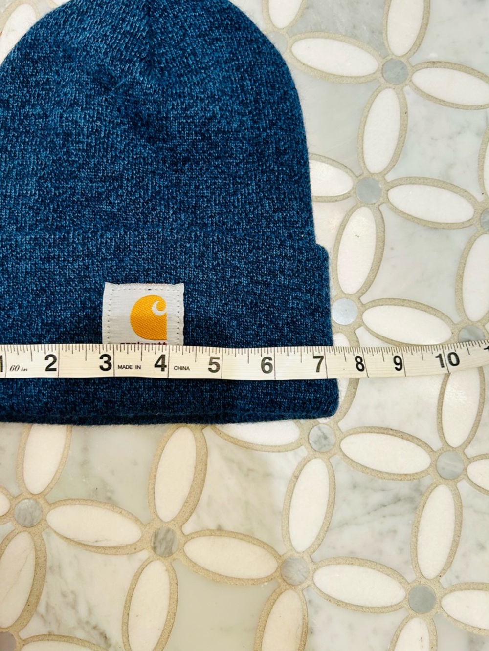 Carhartt Heather Blue Cuffed Beanie Logo Men’s One Size A18 Acrylic Watch Hat - Picture 5 of 7
